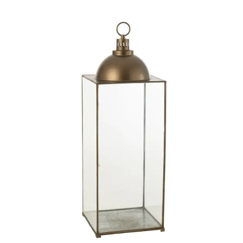 Lantaarn Hagrid Glas/IJzer Brons L41cm x B41cm x H121cm J-Line