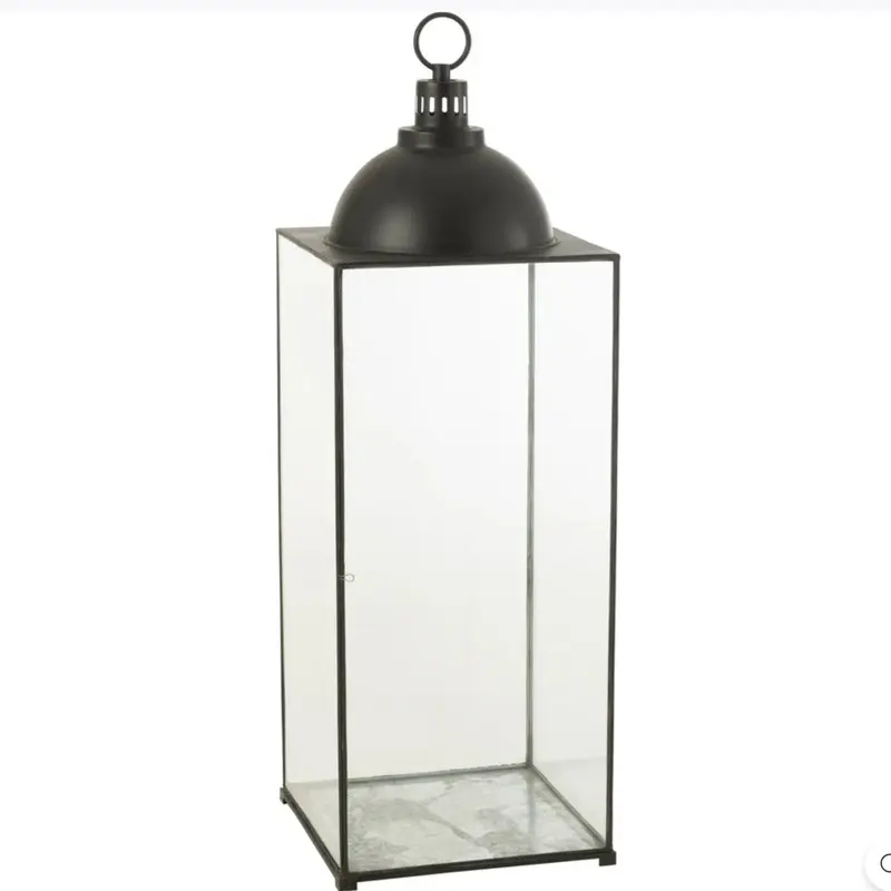 Lantaarn Hagrid Glas/IJzer Zwart L41cm x B41cm x H121cm J-Line