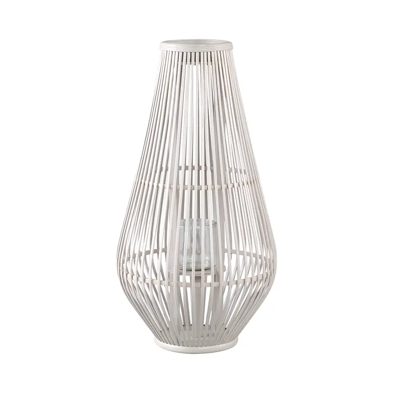 Lantaarn Lysia L- 35x35x68 cm - Glas - Wit PTMD
