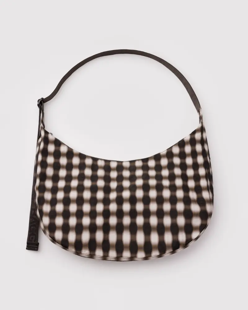 Large Crescent Bag - Blurred Gingham Brown