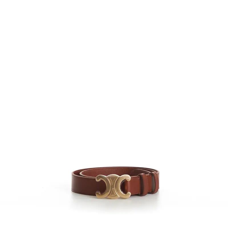 Large Triomphe Buckle Belt - Camel Brown Vintage Calfskin
