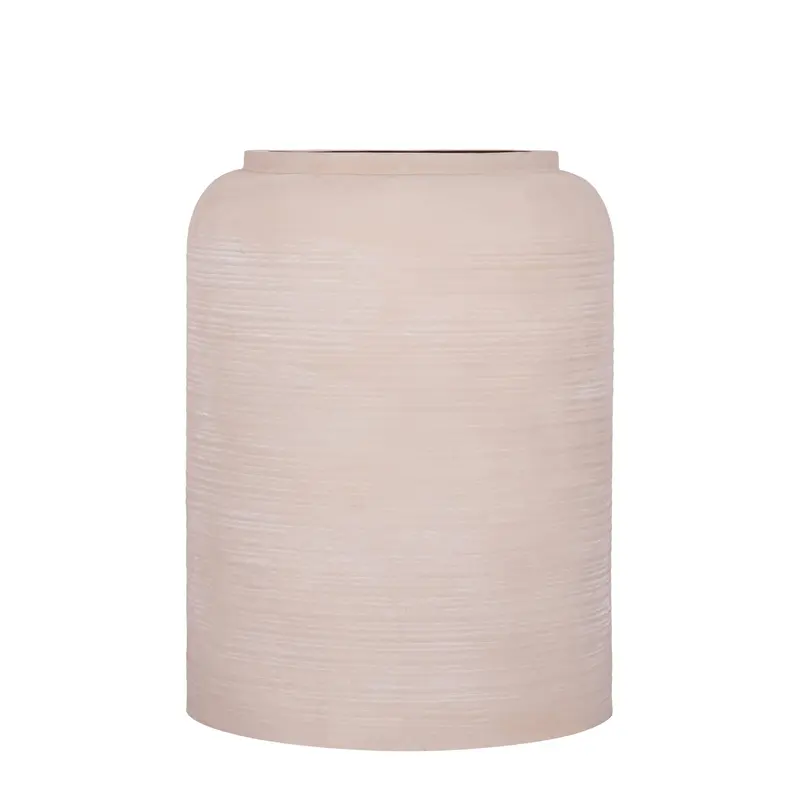 Lavada Pot Metaal Beige Gestreept Hoog Large PTMD