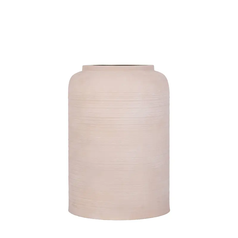 Lavada Pot Metaal Beige Gestreept Hoog Medium PTMD