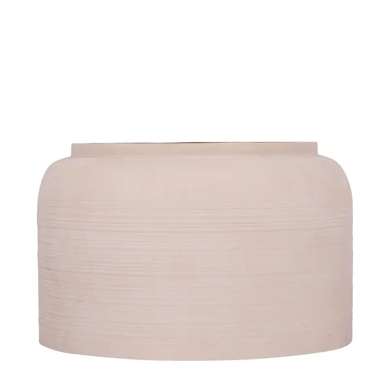 Lavada Pot Metaal Beige Gestreept Laag Large PTMD