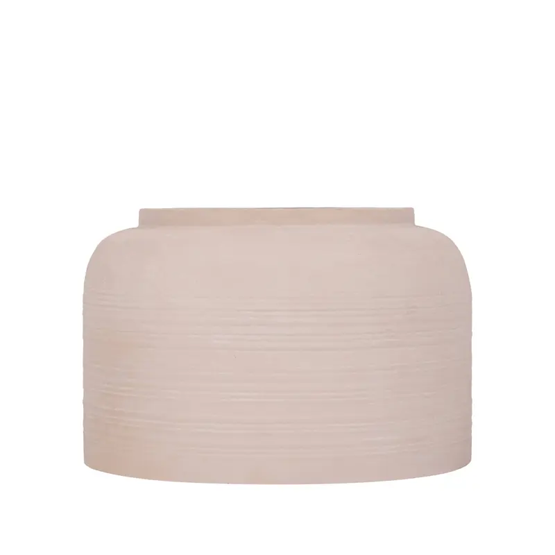 Lavada Pot Metaal Beige Gestreept Laag Small PTMD