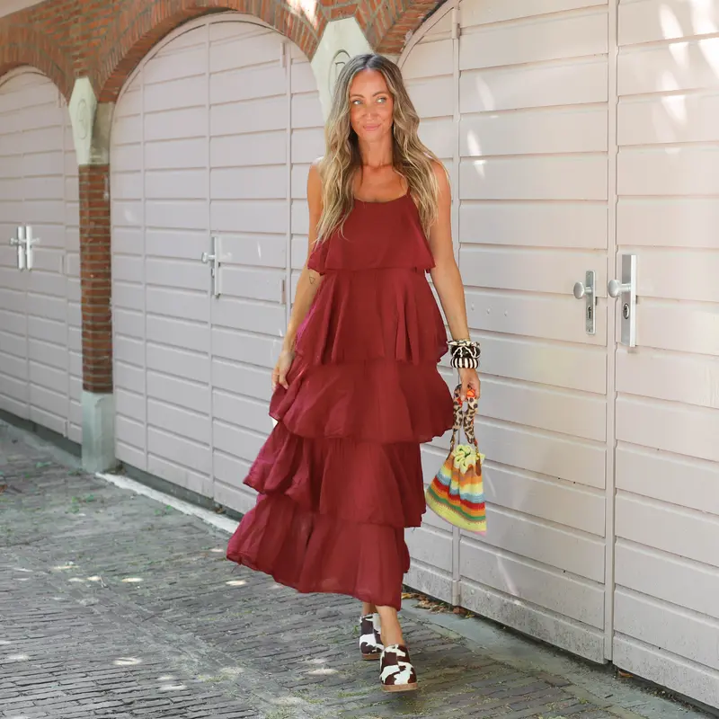 Layer jurk burgundy
