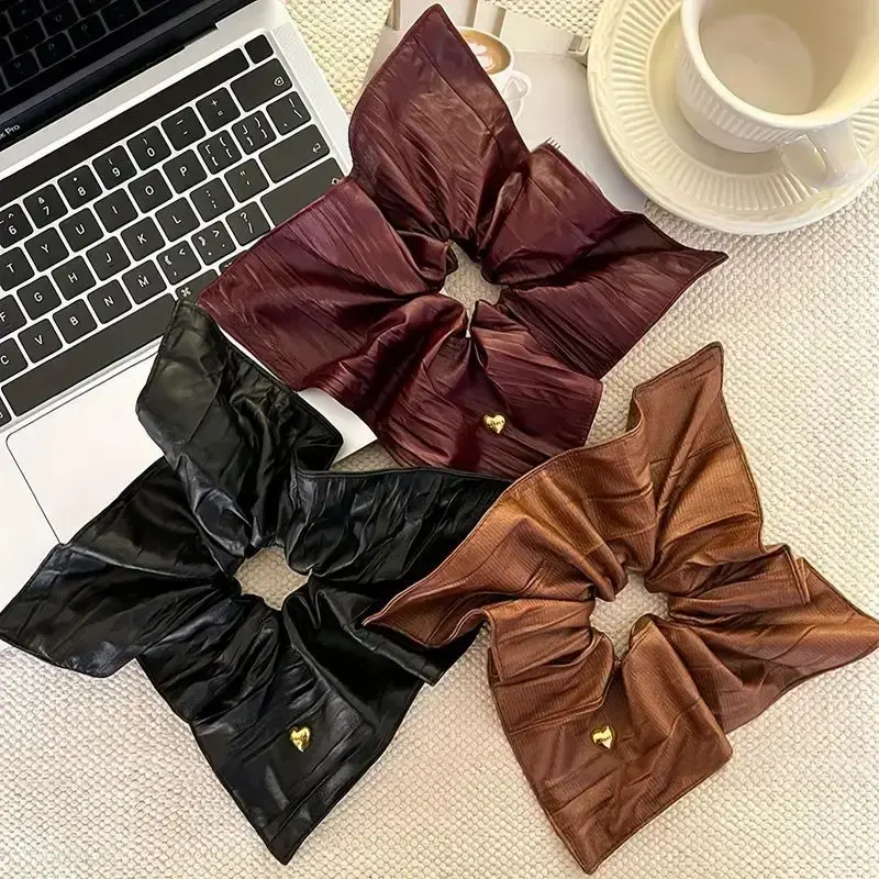Leather Effect Heart Charm Scrunchie