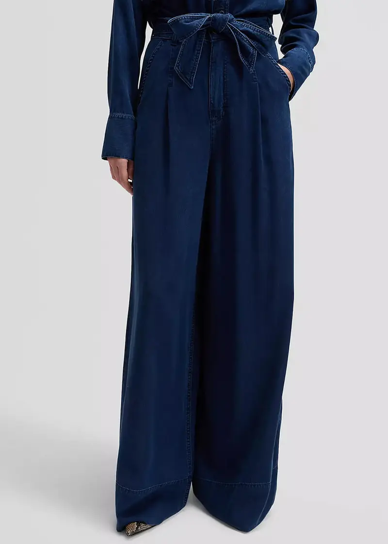 Lee Women Pleated Wide Leg Jeans Sunset Ride Blue