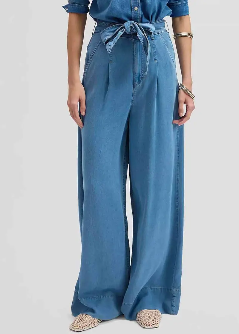 Lee Women's Pleated Wide Leg Trousers Ice Storm Blue