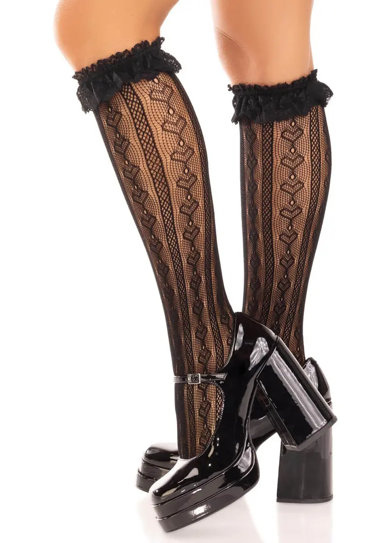 Leg Avenue Sweetheart Knit Knee High Socks Black