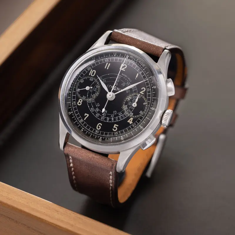 Lemania Chronograph cal 28.9 Black Military Dial