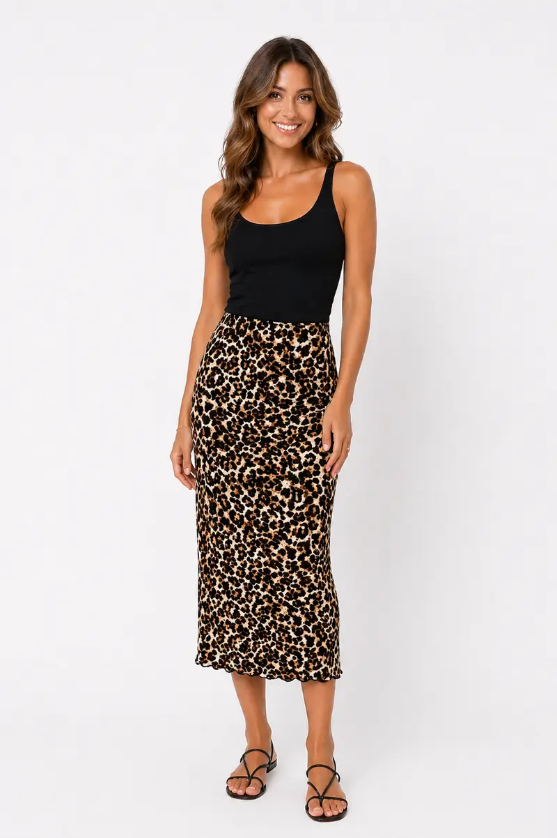 Leopard midi rok