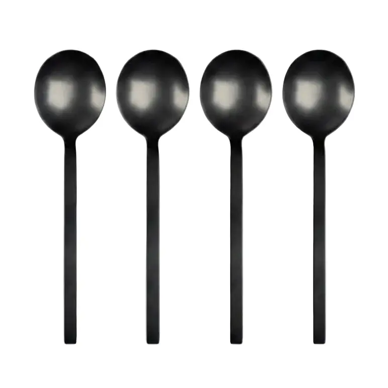 Lepeltjes Charlot set-van-4 RVS zwart