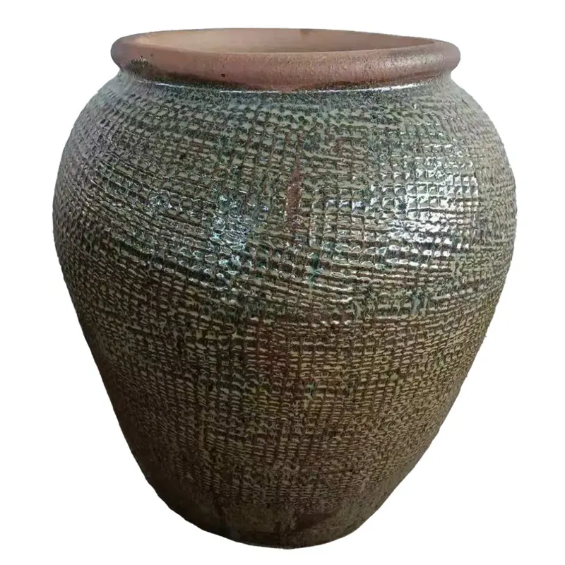Lisie Natural Blue Ceramic Pot Square Pattern S PTMD
