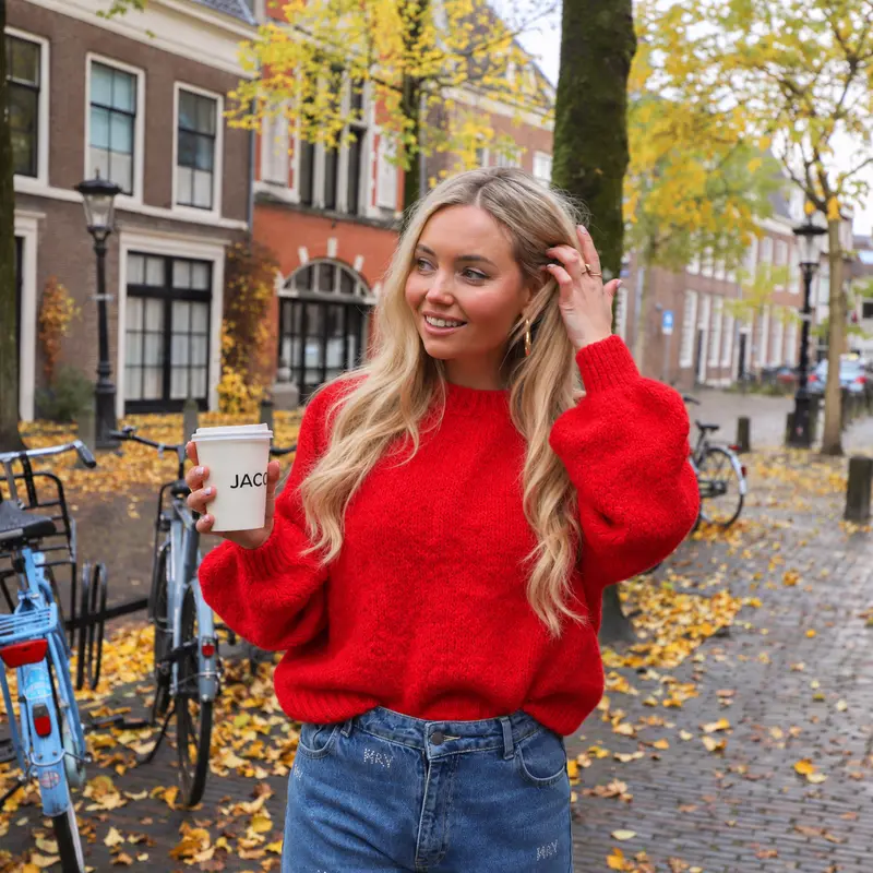 Livia gebreide trui rood