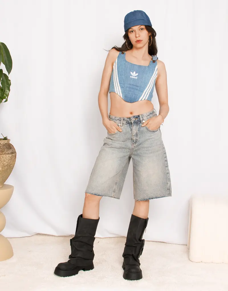 Long jeans shorts