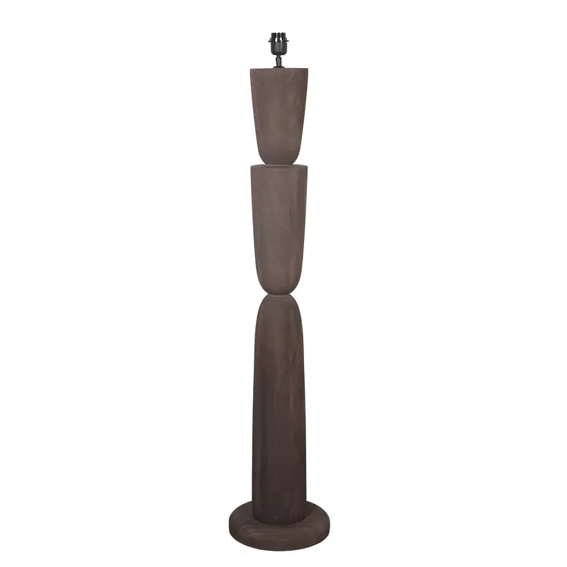 Lorinne Brown mango wood layered floor lamp base PTMD
