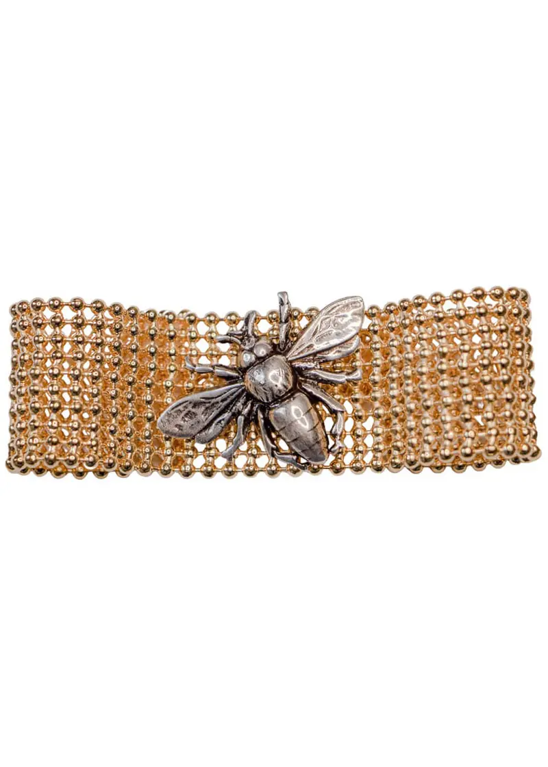 Lotta Djossou Paris Bee Honeycomb Bracelet in Gold