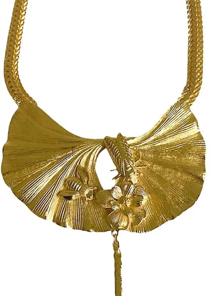 Lotta Djossou Paris Cicada on Leaf Necklace Gold
