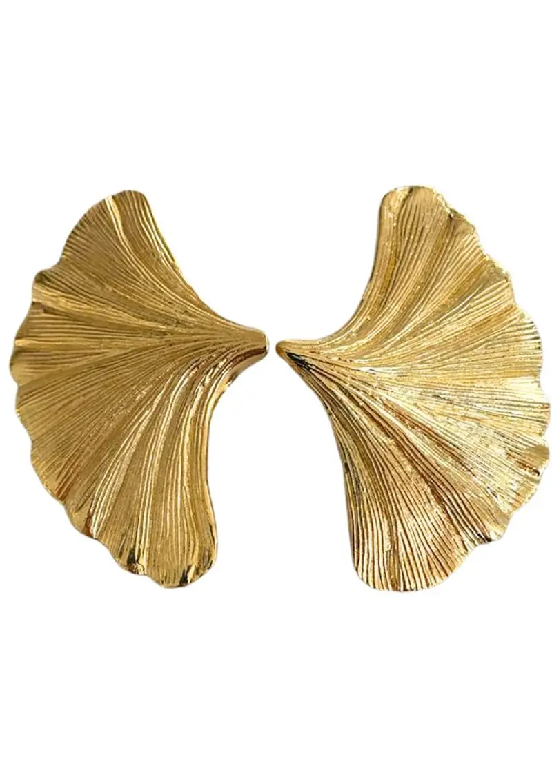 Lotta Djossou Paris Gingko Stud Earrings Gold