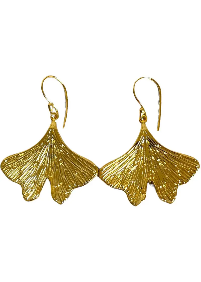 Lotta Djossou Paris Ginkgo Drop Earrings Gold