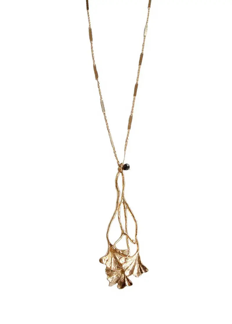 Lotta Djossou Paris Ginkgo Tao Leaf Necklace Gold