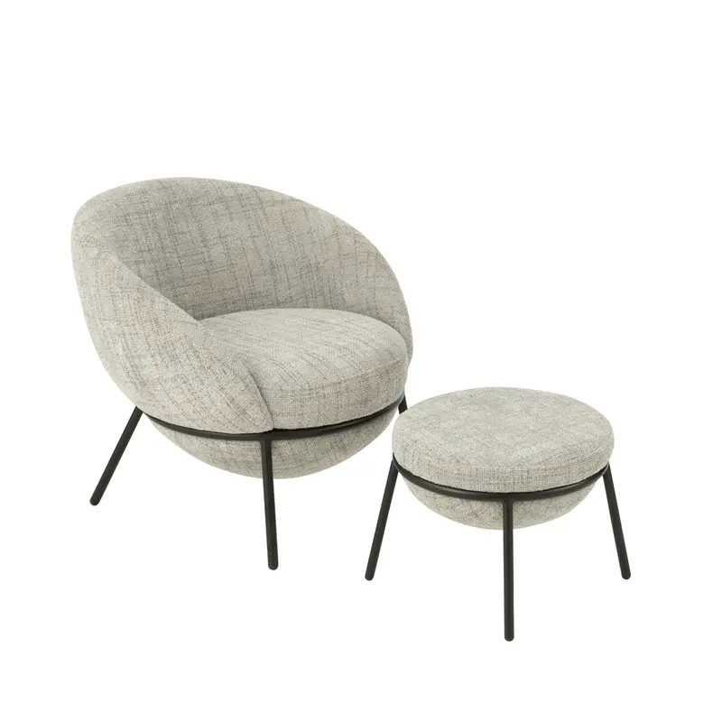 Loungestoel + Poef Ijzer Grijs/Zwart J-Line