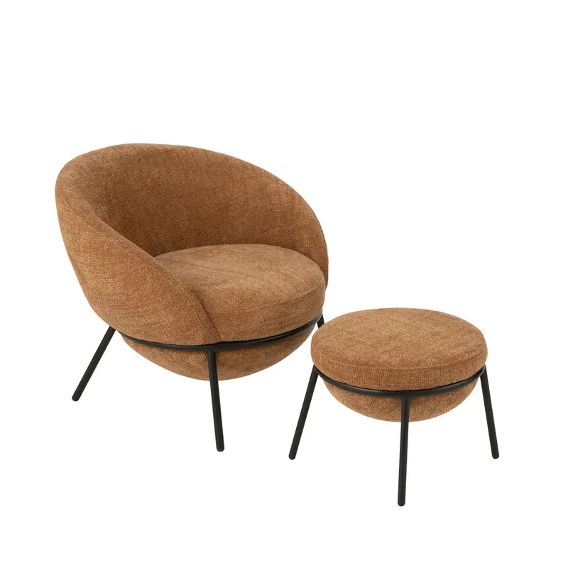 Loungestoel + Poef Ijzer Terracotta/ZwartJ-Line