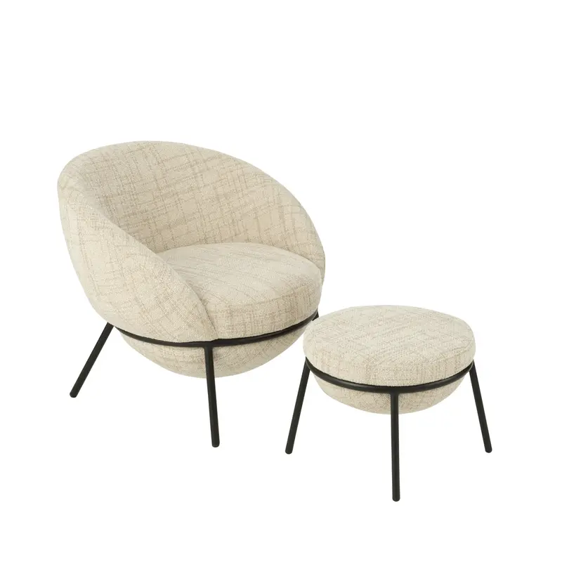 Loungstoel + krukje Beige J-Line