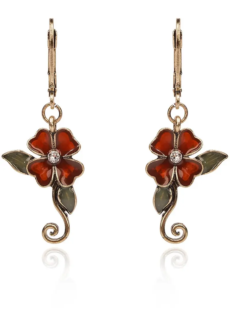 Love Vintage Art Nouveau Floral Drop Earrings