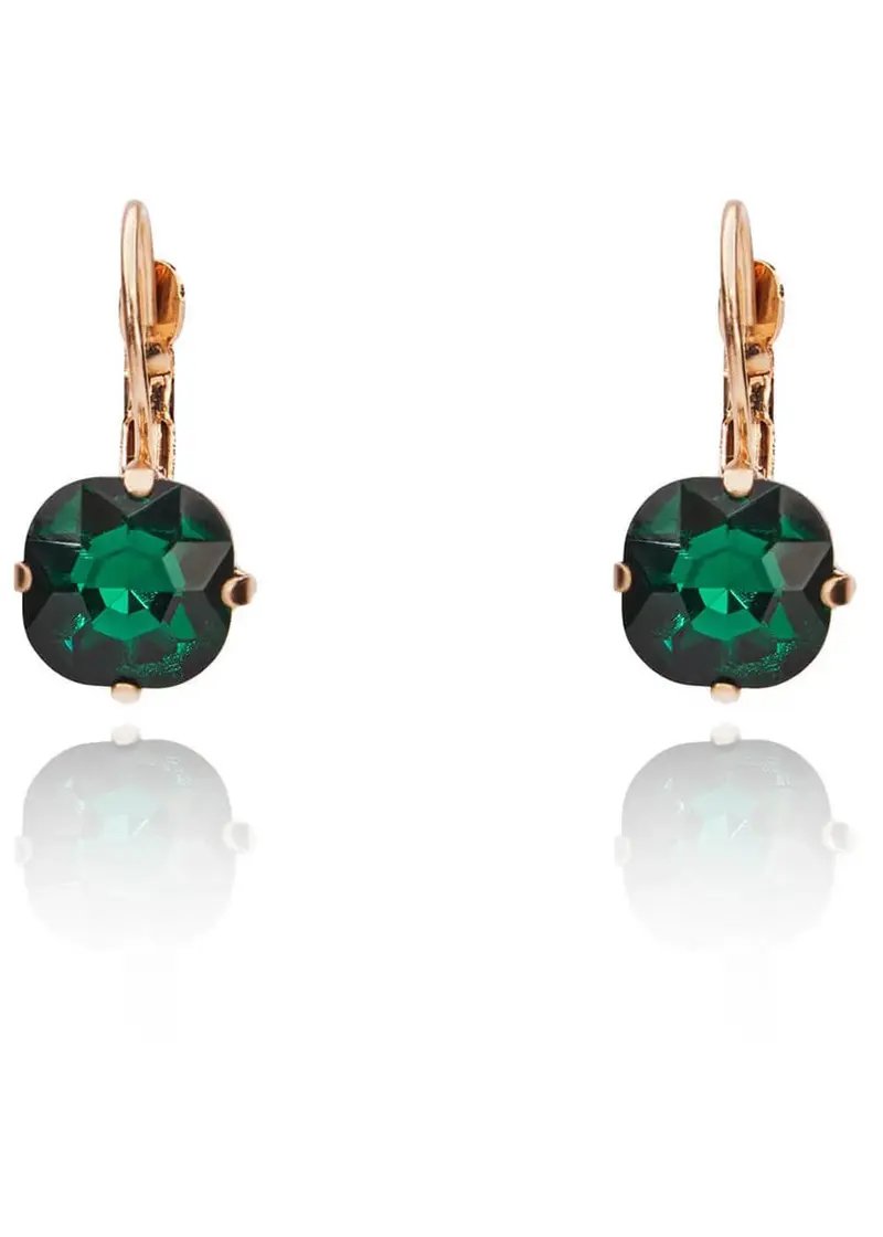 Love Vintage Crystal Cushion Cut 50's Earrings Green