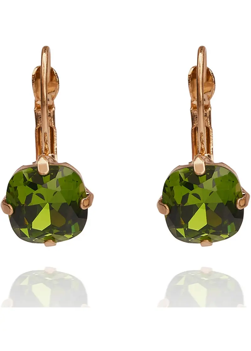 Love Vintage Cushion Earrings Olive Green