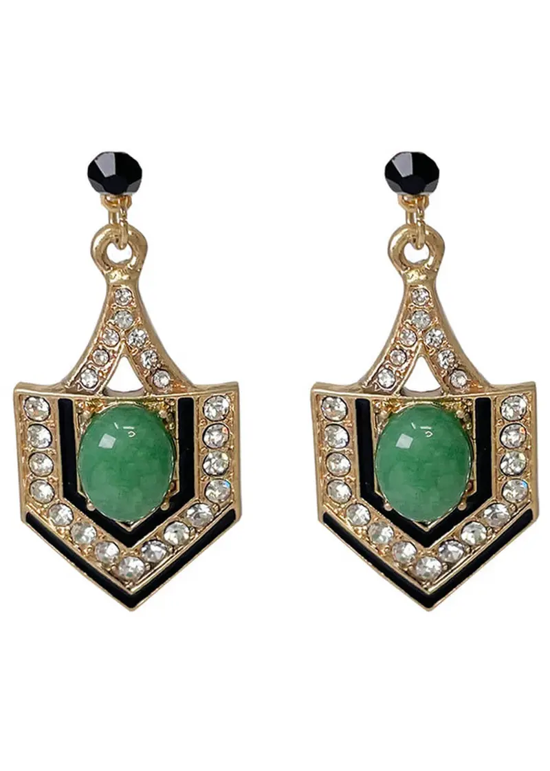 Love Vintage Eygptian Queen 20's Earrings Green