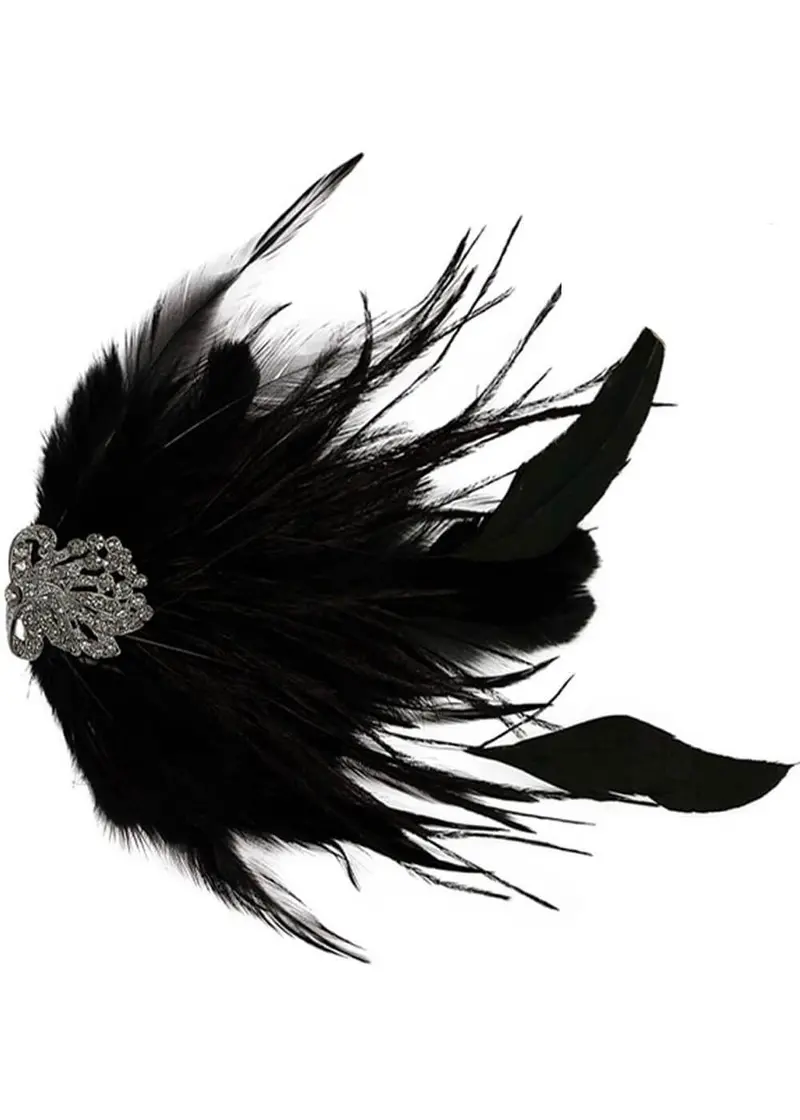 Love Vintage Feather 20's Black Hair Clip