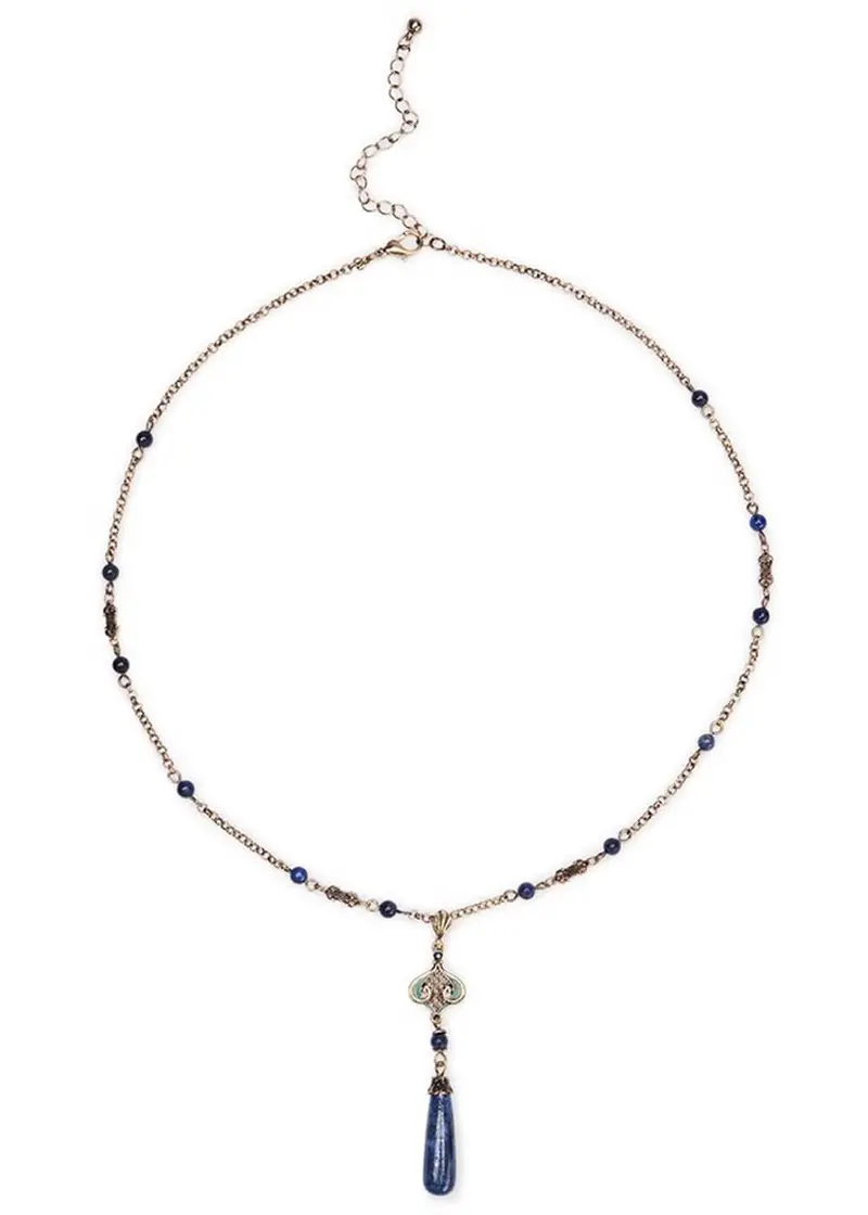 Love Vintage Lapis Natural Stone Necklace Purple