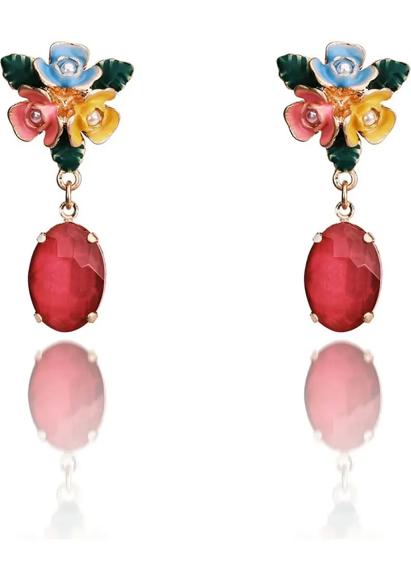 Love Vintage Peony Earrings Pink