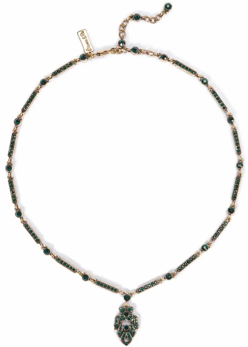 Love Vintage Theda Art Deco 20's Necklace Green