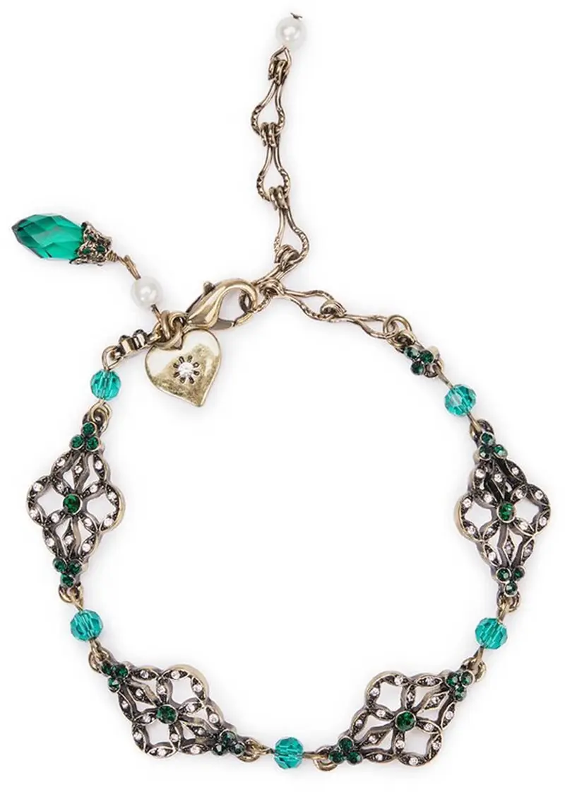 Love Vintage Victorian Filigree 20s Bracelet Emerald Green