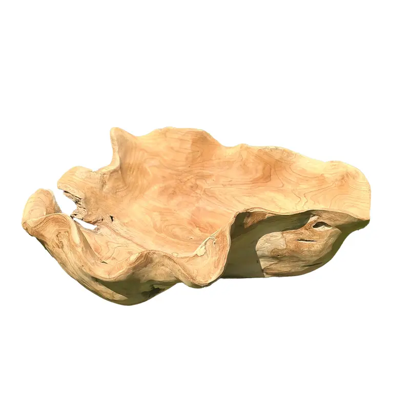 Loza Natural teakwood organic shaped bowl PTMD