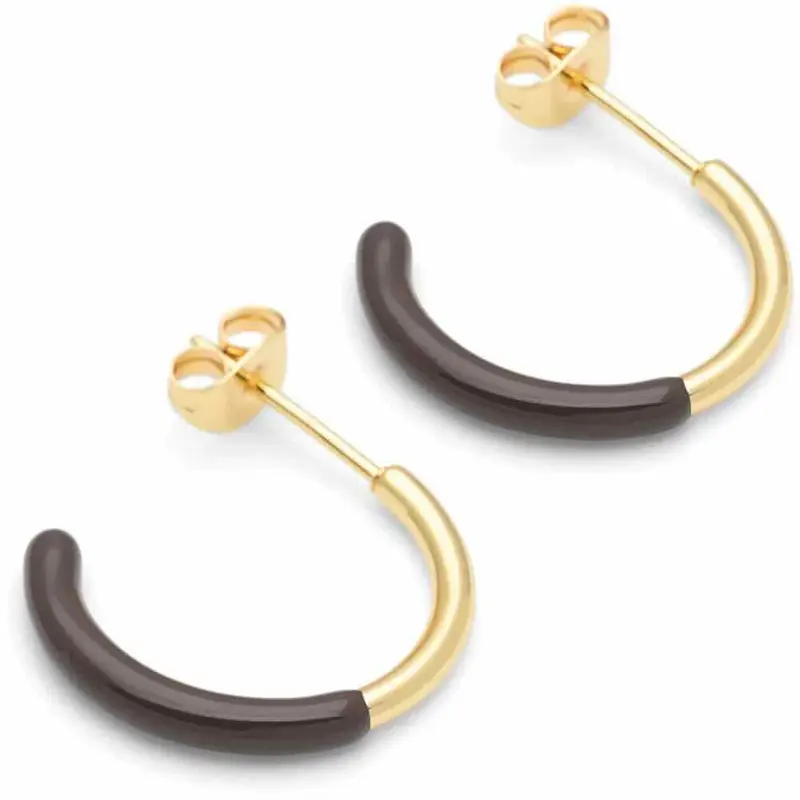 lulu copenhagen oorbellen hoops half dip medium cocoa powder