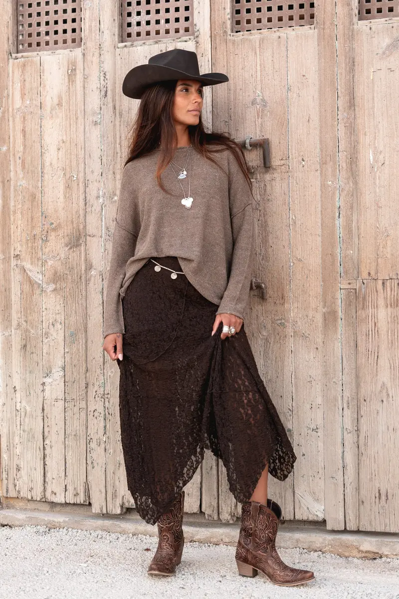 Luna Lace Skirt MNO22615DBR Dark Brown