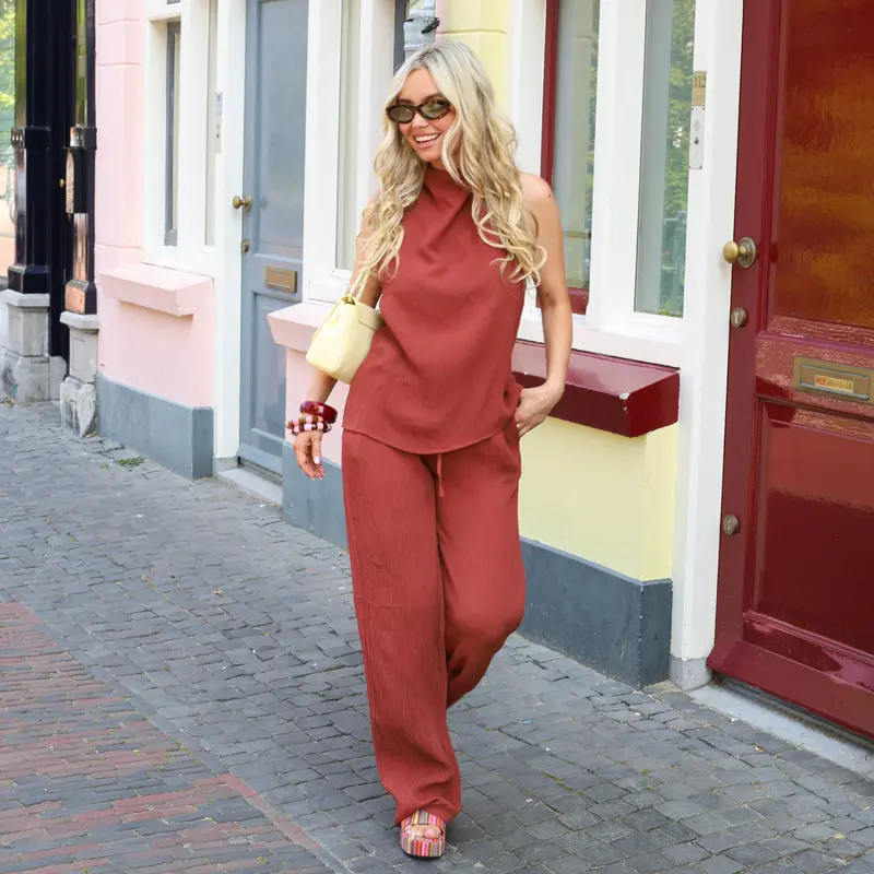 Lurex broek rust