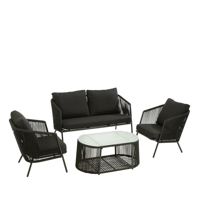 Luxe 4-delige Loungeset Zwart Eli J-Line