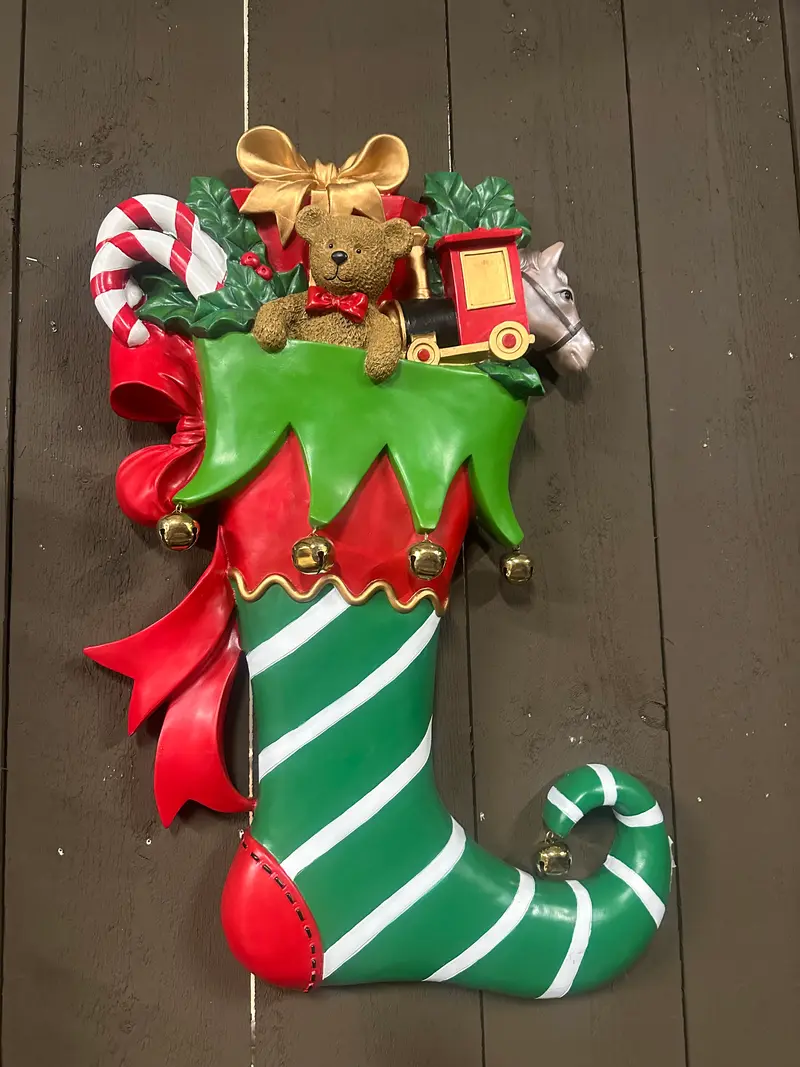 Luxe Kerstsok Wanddecoratie met Beer