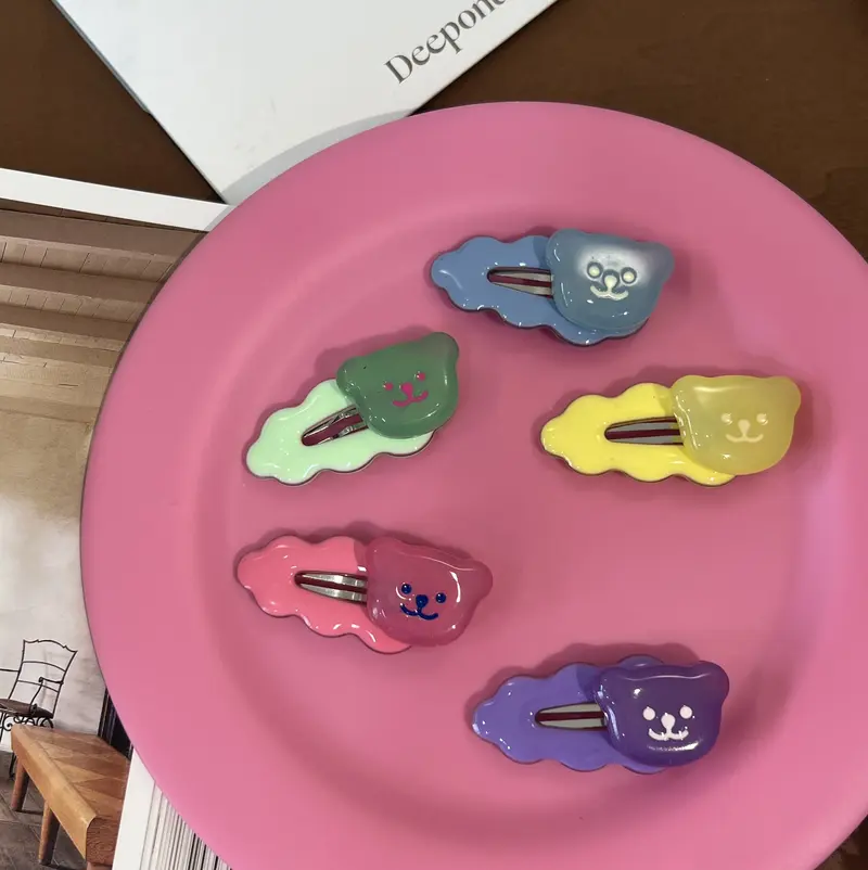 Macaron Gummy Bear Hair Clips, Set of Two (5 Colours)