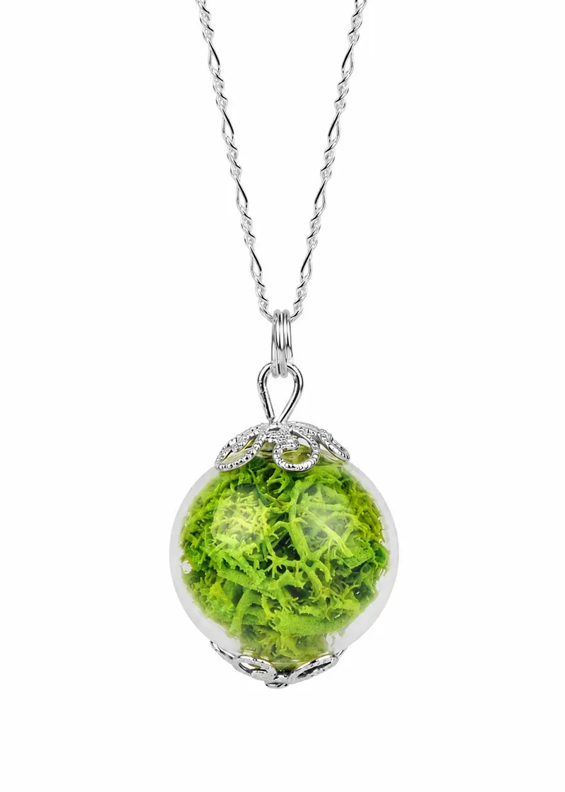 MadamLili Moss Terrarium Necklace Silver