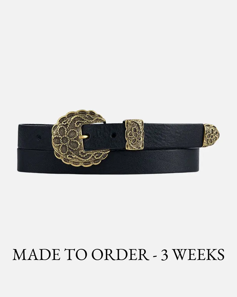 MADE TO ORDER Anabel │ Smalle Riem met Bloem Gesp