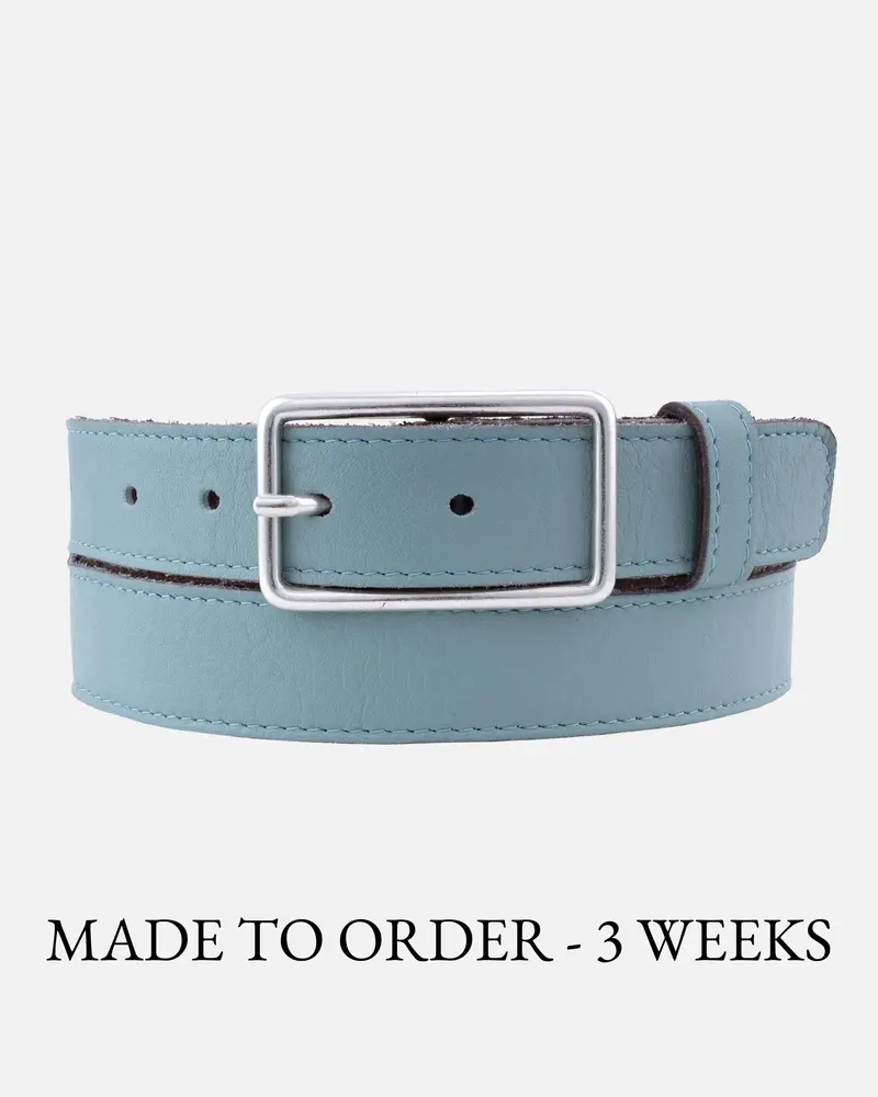MADE TO ORDER Belia │ Smalle Pastel Leren Riem met Rechthoekige Gesp