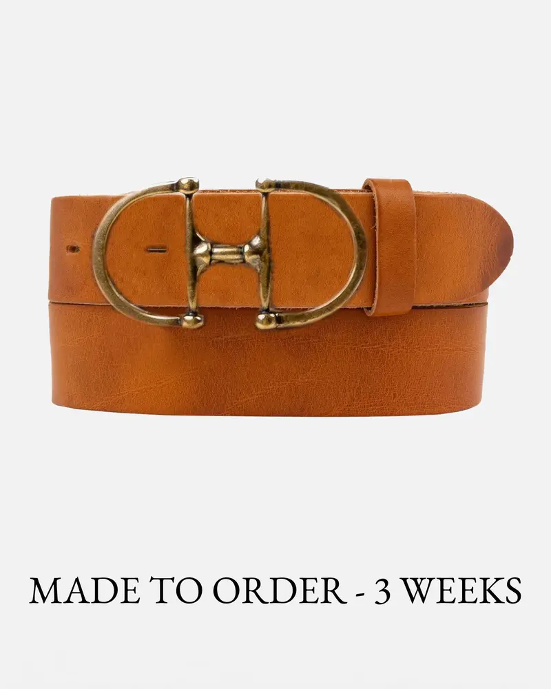 MADE TO ORDER Cheyenne│Lederen Riem met Sculpturale Gouden Gesp