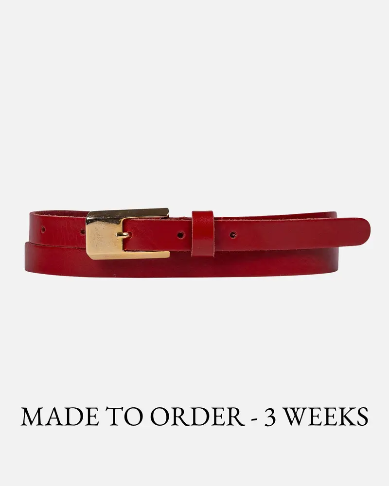 MADE TO ORDER Ella│Slanke Lederen Riem met Gepolijste Gesp